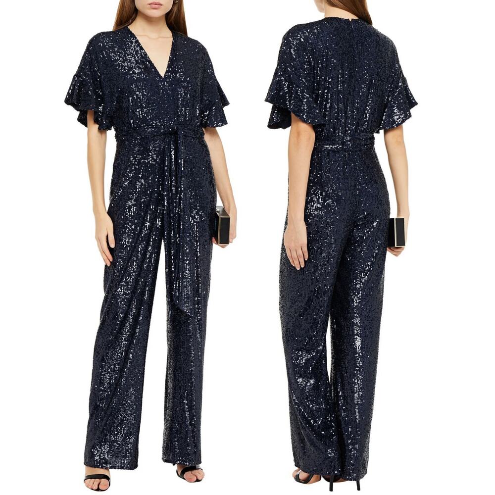 Sachin & Babi Beatrice Jumpsuit Sequin Embellished Flutter Sleeve Party Formal 2